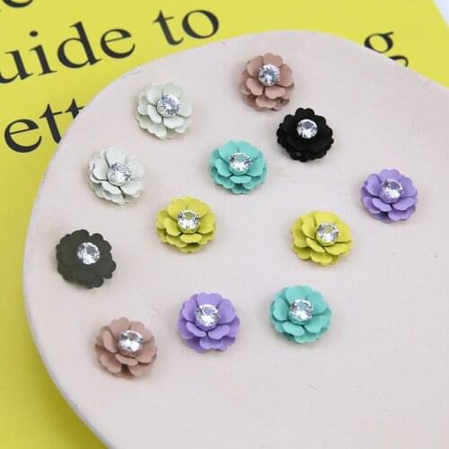 50pcs/lot color handmade flowers shape alloy/zircon charms diy jewelry fashion earrings/necklace/key pendants accessory