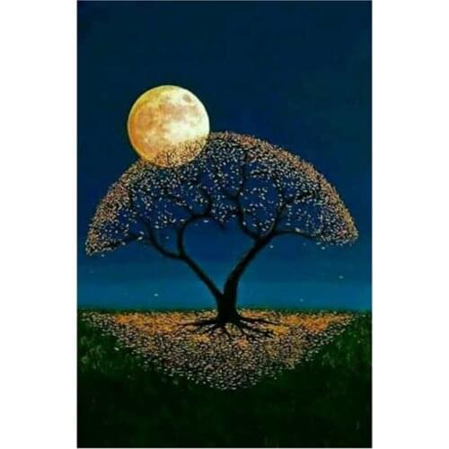 5D DIY Full Round/Square Diamond Painting"Moon Tree"Cross Stitch 3D Embroidery Rhinestone Mosaic Home Decor Art Y558