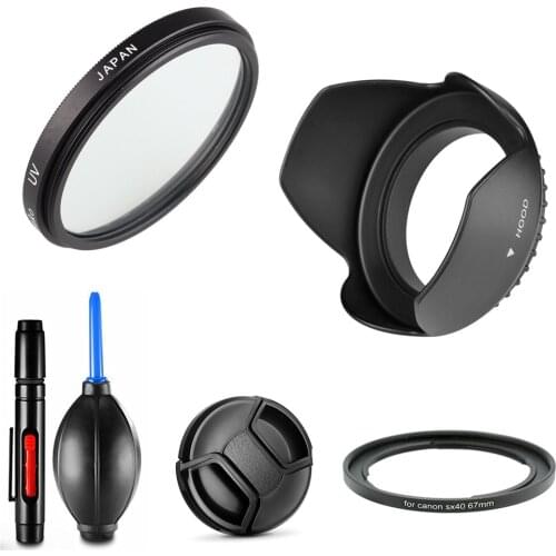 67mm UV Filter & Lens hood Cap Cleaning pen Adapter ring for Canon Powershot SX70 SX60 SX50 HS SX40 HS SX30 IS SX20 SX10 Camera