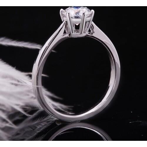 AEAW Fine Jewelry Rings DF Color Moissanite 18k White Gold 1.0Ct 6.5mm For Women Gift
