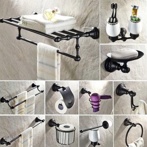 Bathroom Accessories Oil Rubbed Bronze Towel Shelf Toilet Paper Holder Soap Holder Towel Rack Tumble Holder Bath Hardware Set