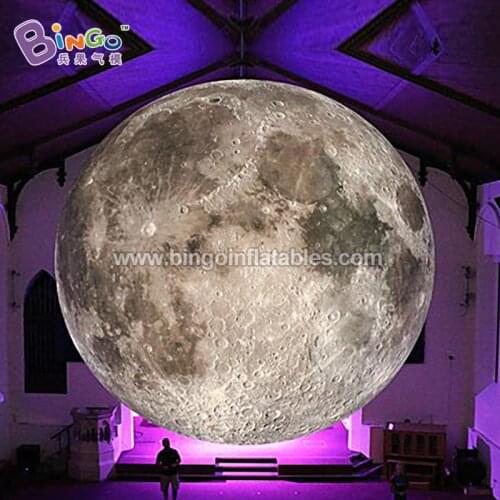 Free shipping 8M dia giant LED lighting inflatable hanging moon model blow up moon balloon for stage decoration toy planet