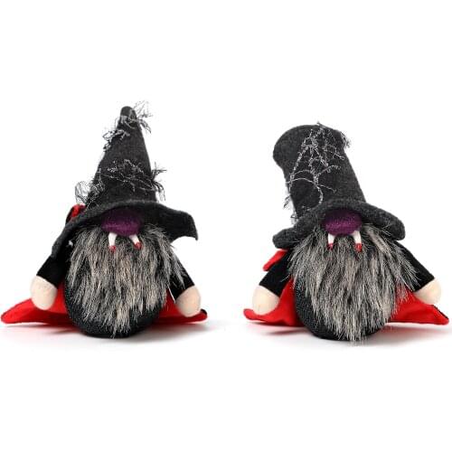 Halloween Faceless Doll Dwarf Vampire Wizard Hat Cloak Scary Ornament Glowing Vampire Plush Doll Halloween Party justifiable