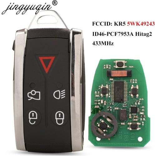 Jingyuqin 434Mhz 5WK49243 Remte Key 5 BTN Fob For Jaguar XF XFR XK XKR X-TYPR S-TYPE 2007-2012 ID46 PCF7953A Keyless Entry