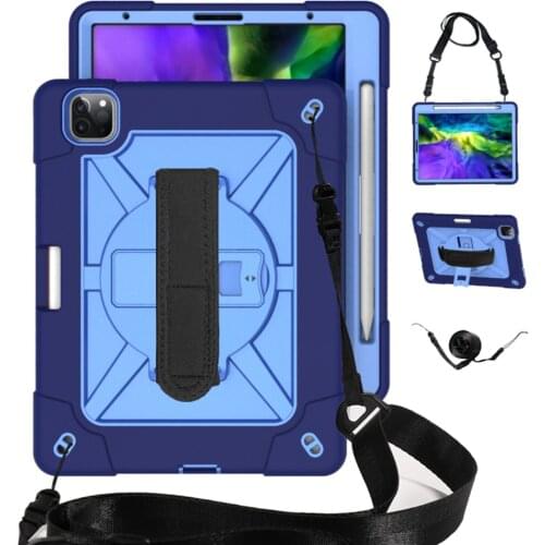 Hand Belt Holder Case For Apple New iPad Pro 11 2021 & 2020 & 2018 Armor Anti-knock Hybrid Protective Stand Shell Cover Cases