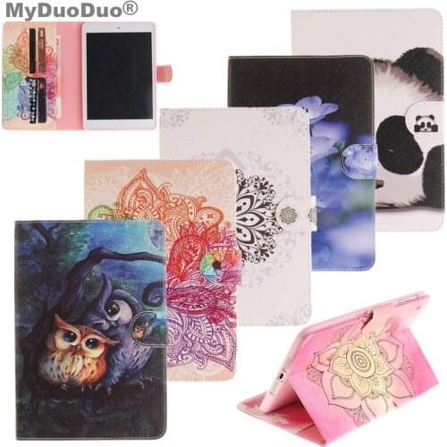 For Apple Ipad Mini 1 Mini 2 Mini 3 Tablets Case Panda Owl Printed PU Leather For Ipad mini 2 Case Smart Flip Stand Covers Shell