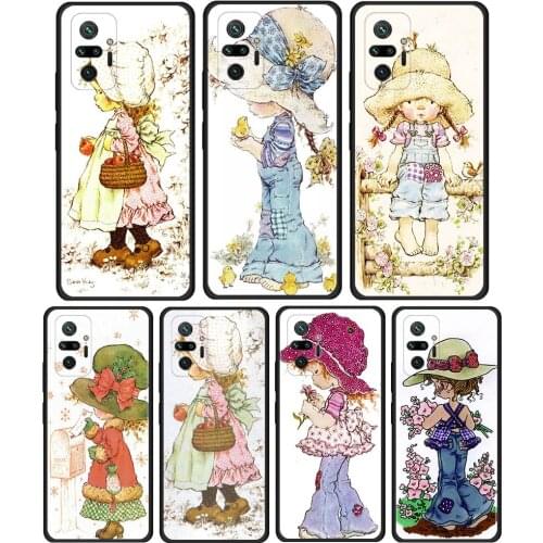 Sarah Kay Pattern Cover For Xiaomi Redmi Note 10 Pro 8T 9T 7 8 9 Pro 9S 10 5G 9A 8 Pro Cell Phone Case Black Soft Shell Coque