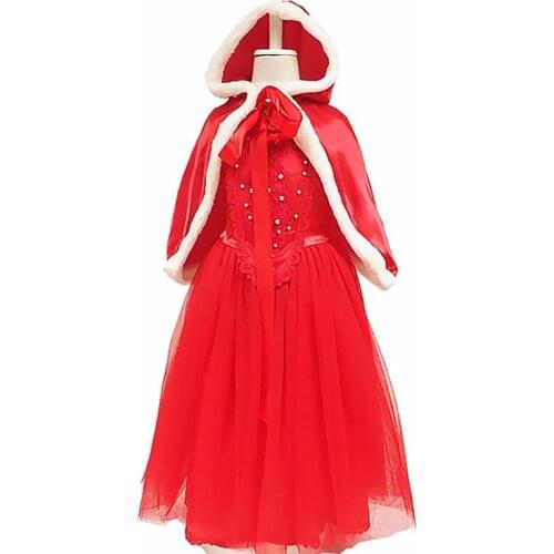 Fille Red Dress Elegant Kids Dresses For Girls Kids Fancy DisfrazHalloween Costume ball gown Snow Queen Vestidos children Sets