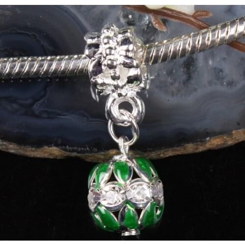 Enamel Rhinestone Balls Round Spacer Loose Beads Pendant Charms For Jewelry Making Necklace Bracelet Accessories