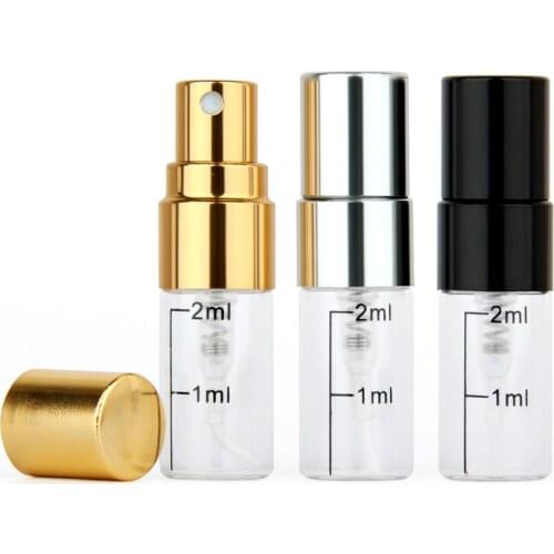 100 pcs/lot 2ml Calibration line empty perfume bottle Aluminum Spray Atomizer Portable Travel Cosmetic Container