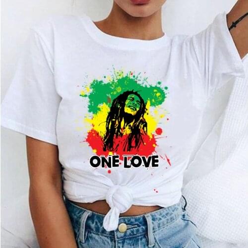 Womens Fashion T-Shirts Bob Marley Printed Casual Round Neck Graphic Tee Cute Short Sleeve T-shirts Summer Tops Harajuku Shirt