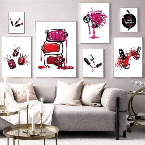 Beauty Salon Canvas Painting Nail Polish Poster Makeup Wall Art Print Fashion Posters Modern Wall Pictures For Living Room Decor