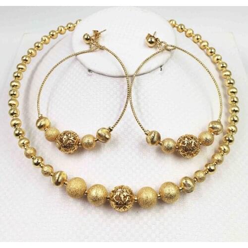 Fashion Dubai gold jewelry set African bridal wedding gift for women Saudi Arabia Necklace Earrings collar jewelry