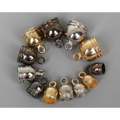 50pcs/lot CCB End Caps Clasps Fit 4 5 6 8mm Leather Cord Gunmetal/Gold/Rhodium Crimp Beads End Caps for DIY Jewelry Findings