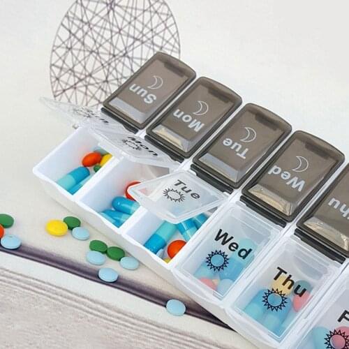 7Days Weekly Pill Case 14 Grids Portable Medicine Tablte Dispenser Organizer Removable Pill Box Pill Storage Organizer Container