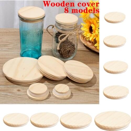 Natural Pine Wooden Cover Lid Reusable Kitchen Tissue Bottle Sealing Cap Canned Storage Mason Jar Lids Wide Mouth Cover Wood Lid