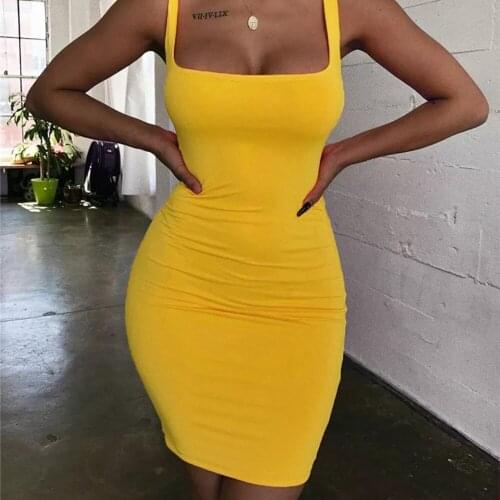 Summer Fashion Backless Party Dress Sexy MiniskirtForefair Spaghetti Strap Sexy Bodycon Dress Sleeveless Mini Short Dress