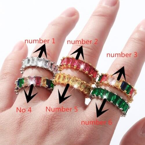 Best Selling Pure Copper Inlaid Zircon Flash Diamond Bar Ring Inlaid Square Diamond Engagement Ring