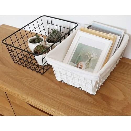 Nordic Metal Storage Basket Office Sundries Finishing Iron Baskets Nordic Dressing Table Cosmetics Organizer Basket
