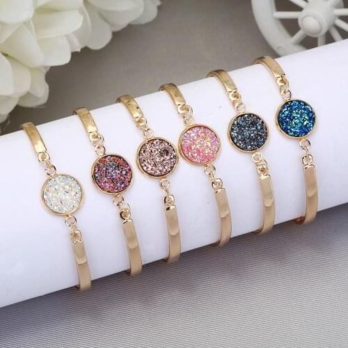 Fashion Queen Silver plated Charms Bracelet Bangles With crystal Bracelet for Women Color Scrub Sequins Women Hand Accessory