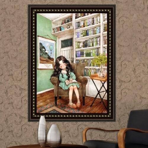 Asleep girl cartoon child fairy tale Embroidery Needlework 14CT Unprinted Arts Cross Stitch Kits DIY Quality Handmade Decor