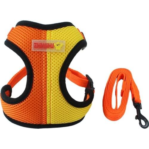Soft Mesh Pet Puppy Dog Cat Harness Leash Set with Bell Penelled Pet Vest for Small Medium Dogs Chihuahua Yorkie Teddy S M L XL