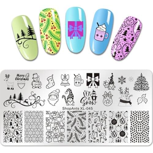 ShopAnts Printing Nail Art Image Plate 6*12cm Nail Stamping Plates Christmas Santa Claus Tree Pattern Stainless Steel Stencil