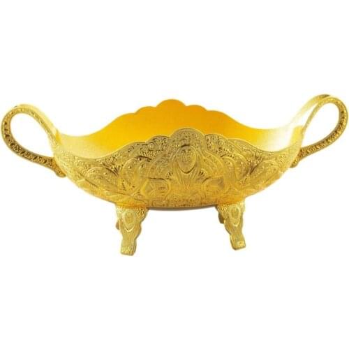 Floor standing Gondola Çikolatalık Kurabiyelik Sugar Bowl saucer presentation dish gold plate