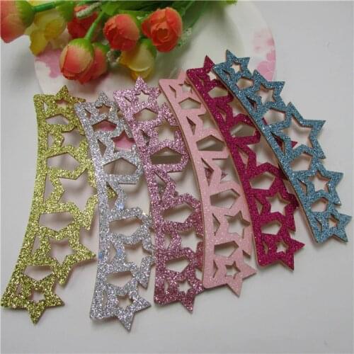 Sew on Glitter felt patches for clothes 10cm crown shape 10pcs scrapbooking accessories,for kid cloth