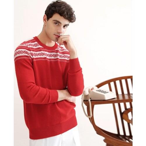 ZHILI 2018 New Autumn Winter O-Neck Christmas Red Cashmere Sweater
