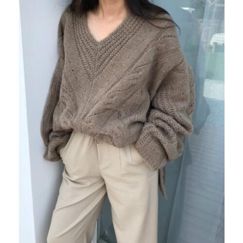 New Winter Sweater Women Pullover Girls Tops Vintage Long Sleeve Autumn Elegant Female Knitted Outerwear Warm Sweater Oversize
