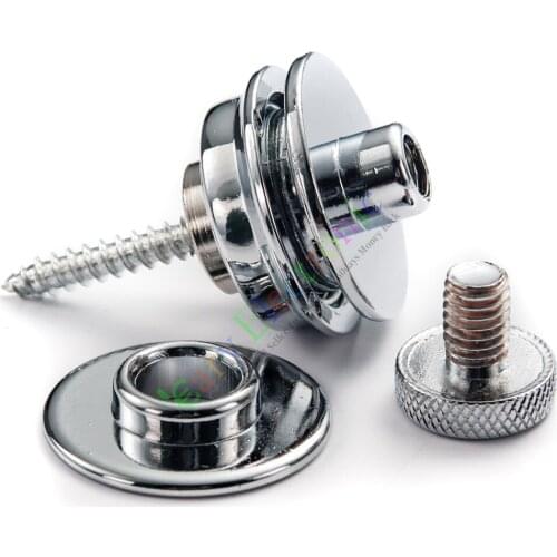 Wholesale and retail 20pc Silver Snap-in Style Guitar Bass Strap Button Locks with Screws audio Parts free shipping