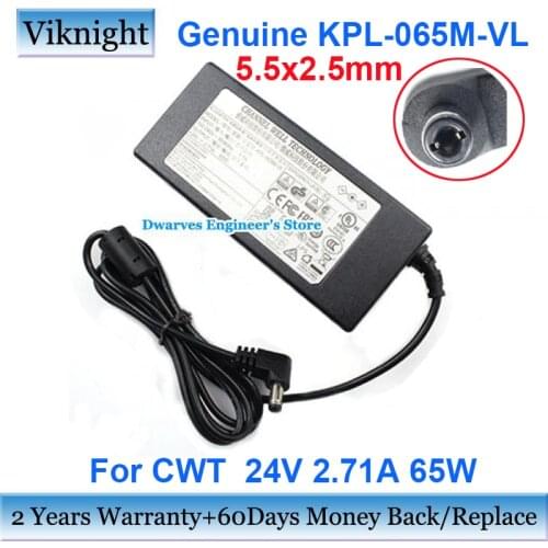 Genuine CWT KPL-065M-VI 24V 2.71A 65W AC Adapter Charger For CWT KPL-065M-VL Power Supply 5.5 x 2.5mm