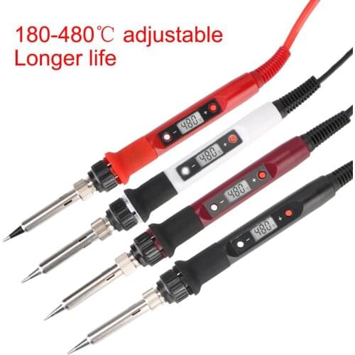 Temperature Adjustable Ceramic Heater Soldering Tips Electric Soldering Iron Welding Tool 80W 180-480℃ LCD Digital Display