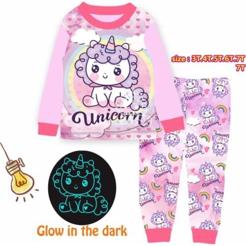 Wholesale Girls Unicorn Pajamas Sets 2020 Kids Clothes Children Spring Pyjamas Sets For 3-7Y