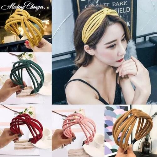 New Spring Summer Fashion Wide Hairwear Womens Temperament Hairband Simple Style Knot Headband Hair Accessories Turban Headwear