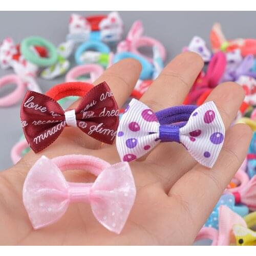 10Pcs/lot Solid Rubber Bands Bows For Baby Girls Ponytail Holder Hair Bands Elastic Rope Handmade Headband Hair Accessories