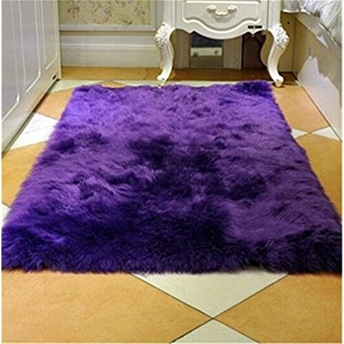 Grey and White purple Sheepskin Hairy Carpet Seat Pad Super Soft Faux Fur Fake Sheepskin - Shaggy Area Rugs For Living room