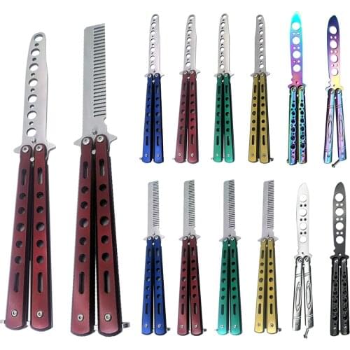 Foldable Butterfly Knife Comb Portable Transformable Blunt Balisong Pocket Trainer Survival Knife Training Tool For Outdoor Game