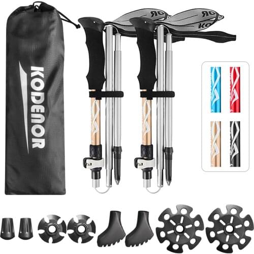 2 PCS Collapsible Trekking Poles Set Men Women Walking Poles Lightweight Hiking Sticks For Trekking Camping Traveling Climbing