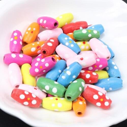 Mixed Round Oval Ball dot Wooden Spacer Beads For Jewelry making DIY 15x7mm 100pcs