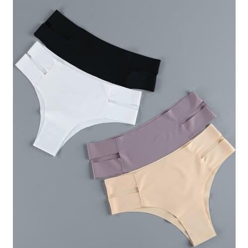 Seamless Panties Women Brief Ultra-thin G-string Low Rise Intimate T back Lingerie Female Solid Color Breathable Thong Underwear