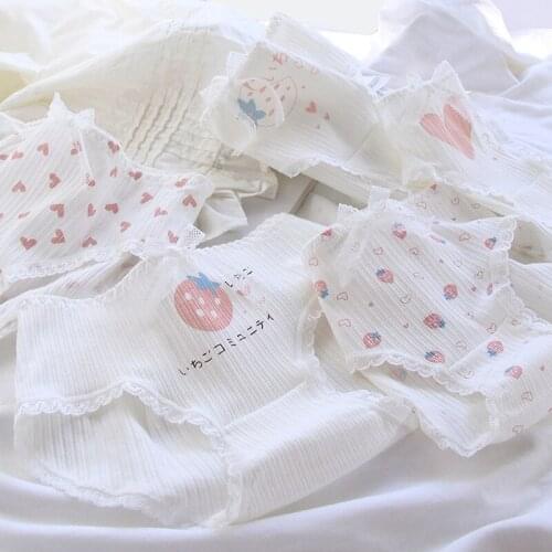 Hot sale women panties plus size intimates accessories pink loli cute strawberry cotton soft girl seamless cotton Underpants