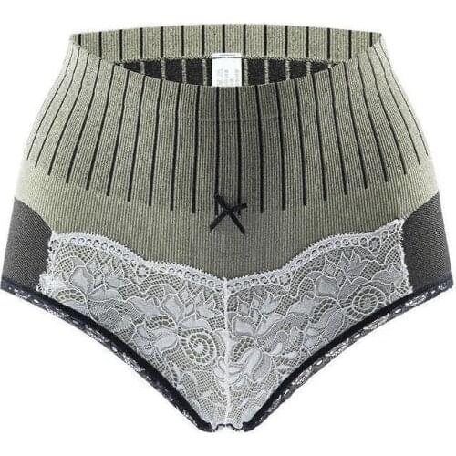 High Waist Women Briefs Sexy Lace 100% Cotton High Elasticity Underwear Big Size Breathable Womens Bow Lingerie