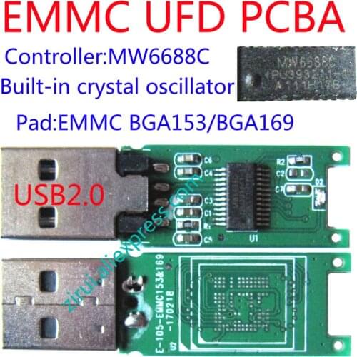USB FLASH DRIVE PCBA, MW6688C USB2.0, Support eMMC BGA153/169,DIY mobile phone handset eMMC NAND FLASH,Pendrive PCBA, DIY U DISK