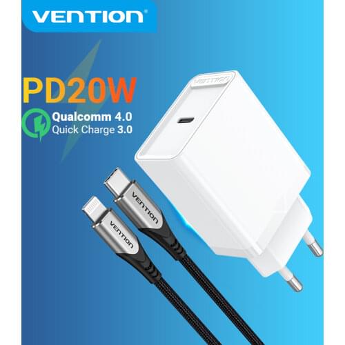 Vention PD Charger 20W Fast USB Type C Charger for iPhone 12 11 Quick 4.0 3.0 USB Charger for Xiaomi Samung Mobile Phone Charger