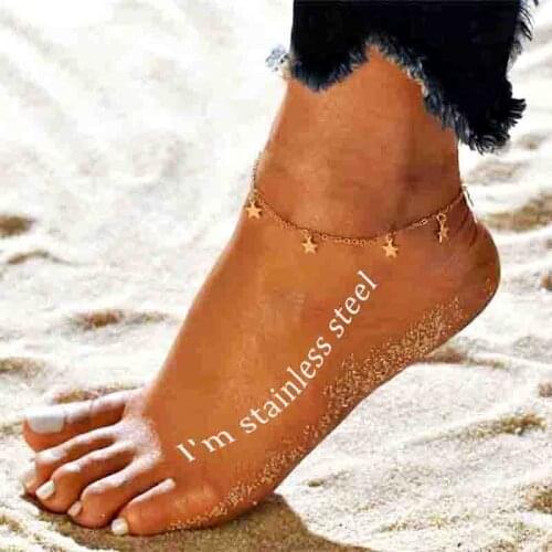 Women Bohemian Golden Round Tassel Simple Pendants Female gold Beach Barefoot Bracelet Leg Foot Chain Anklet Crochet Holiday