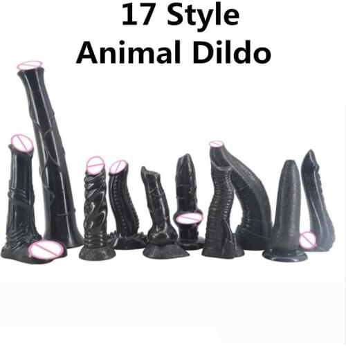 FAAK 17 Style Animal Dildo Long Dog Horse Wolf Penis With Suction Cup Big Dick Sex Toy for Women Vagina Anal Masturbator Couples