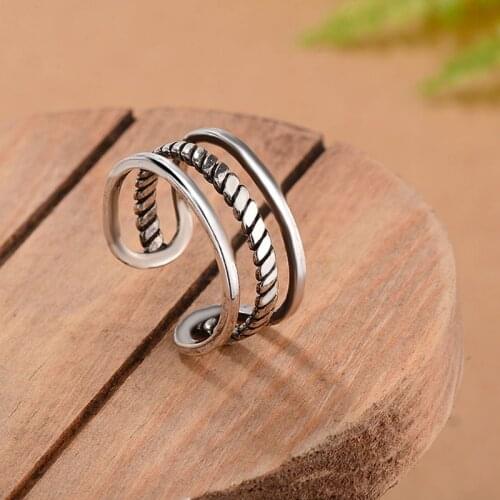 Bohemian Vintage Silver Color Multi-layer Rings for Women Fashion Statement Jewelry Adjustable Finger Ring Girls Gifts