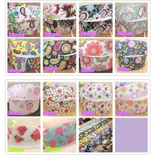 14 styles to select 10 yards 38-50-75mm width flowers printed Grosgrain Ribbons Quality Tapes hairbow gift pack clothing Bowknot